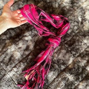 Hot pink plaid scarf!